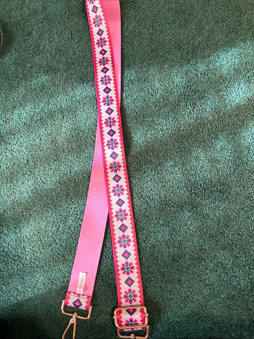 Pink Floral Patterned Adjustable Strap